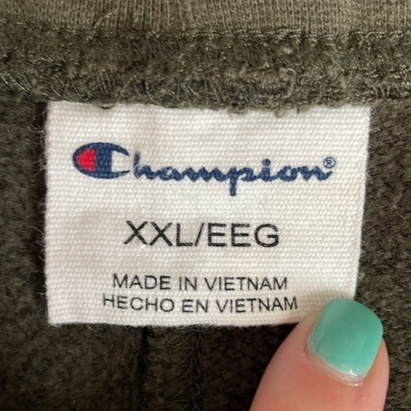 CHAMPION Men’s‎ olive green sweatpants w/ pockets and drawstring waist. XXL. EUC - Picture 8 of 11
